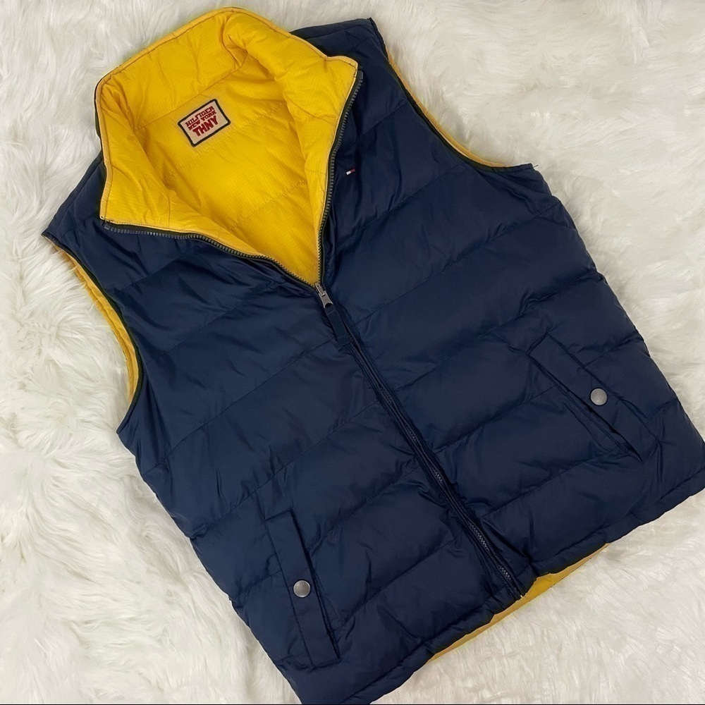 Vintage Tommy Hilfiger Reversible Puffer Vest, Blue/Yellow, Size LG